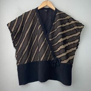 Juanita Girardin Uncommon Textiles OS Popover Boxy Top Lagenlook Artsy Silk Bow